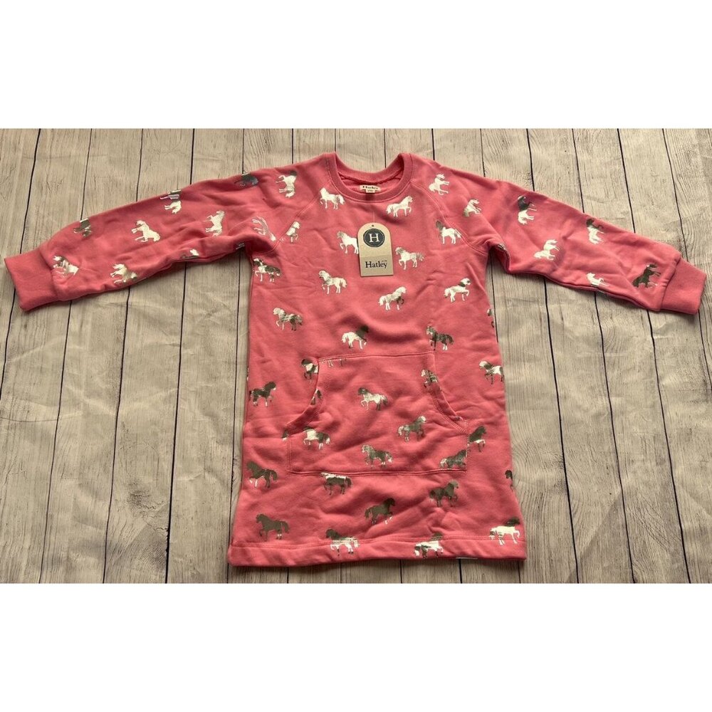 NWT Hatley Silver Horse Sweatshirt Dress - Size 12